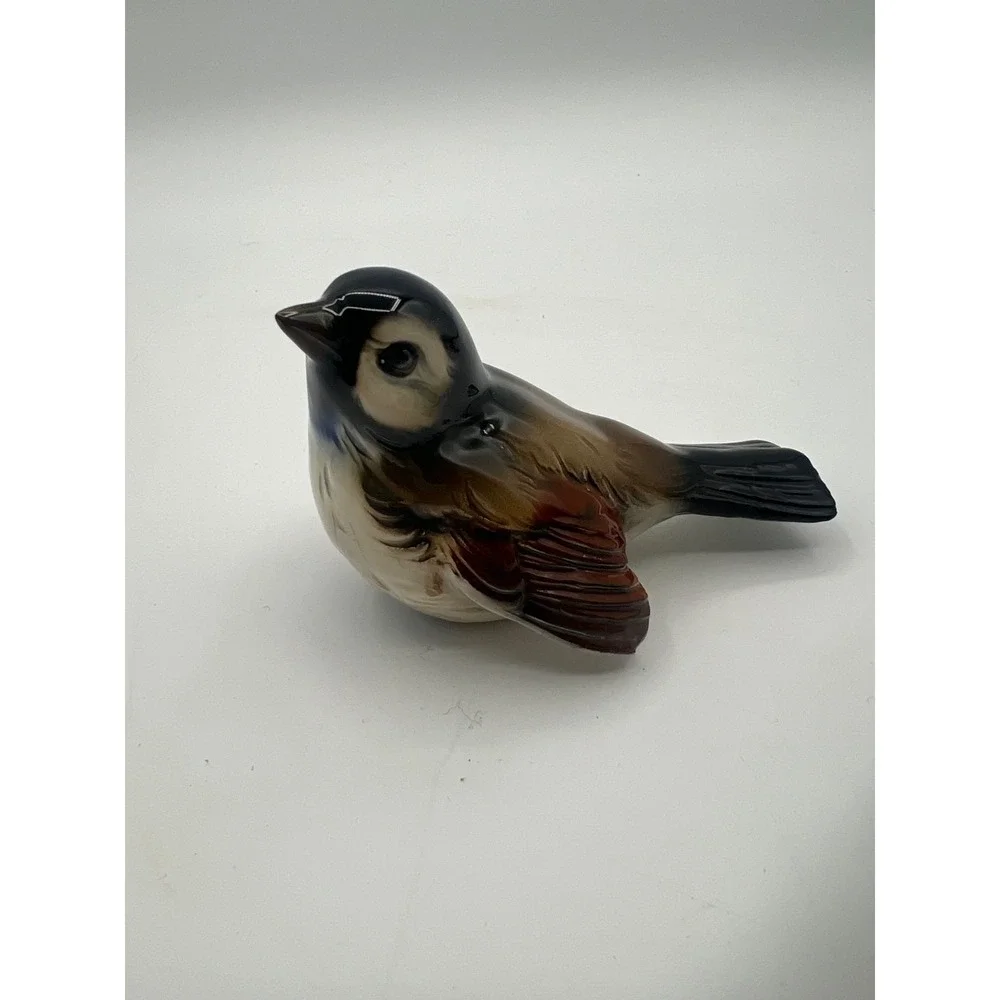 Goebel W Germany Porcelain Bird Figurines Pair Bluebird & Chickadee CV72 CV74